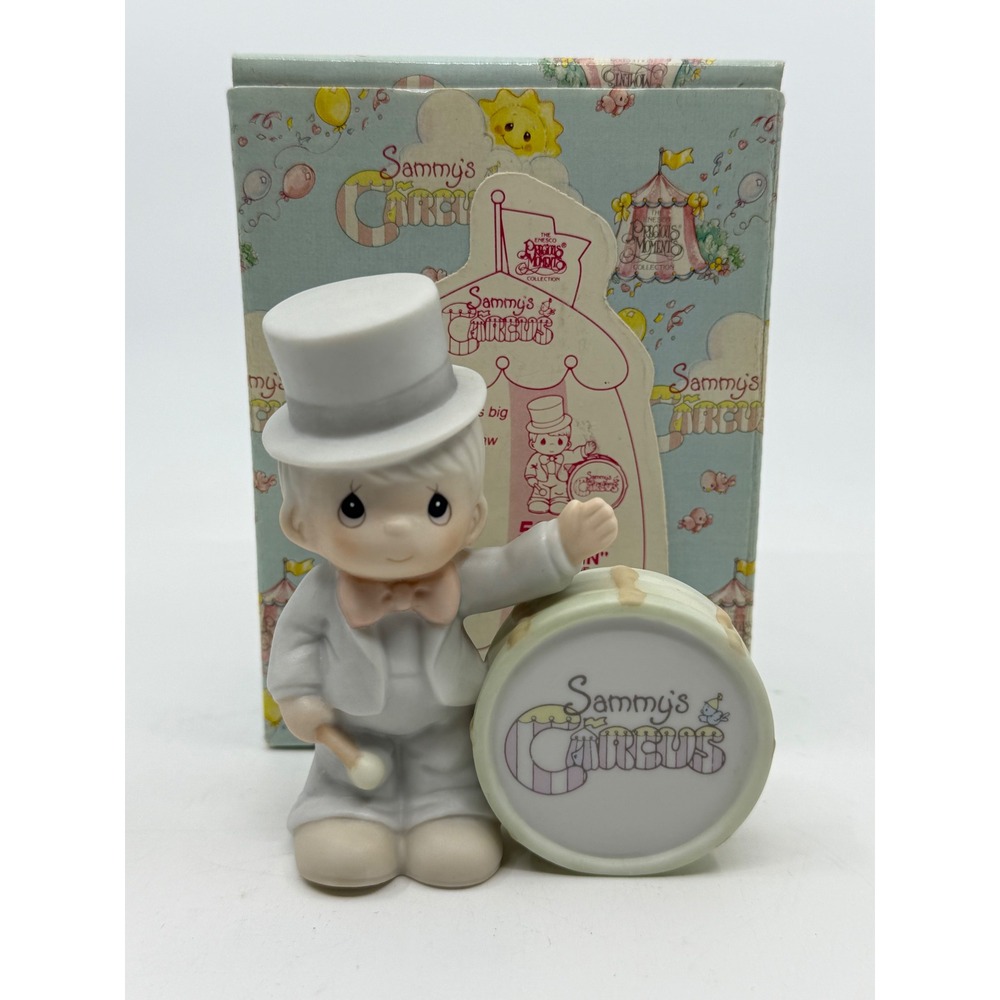Precious Moments Collin Sammys Circus Drum Boy Figurine 529214 1993 Enesco Box